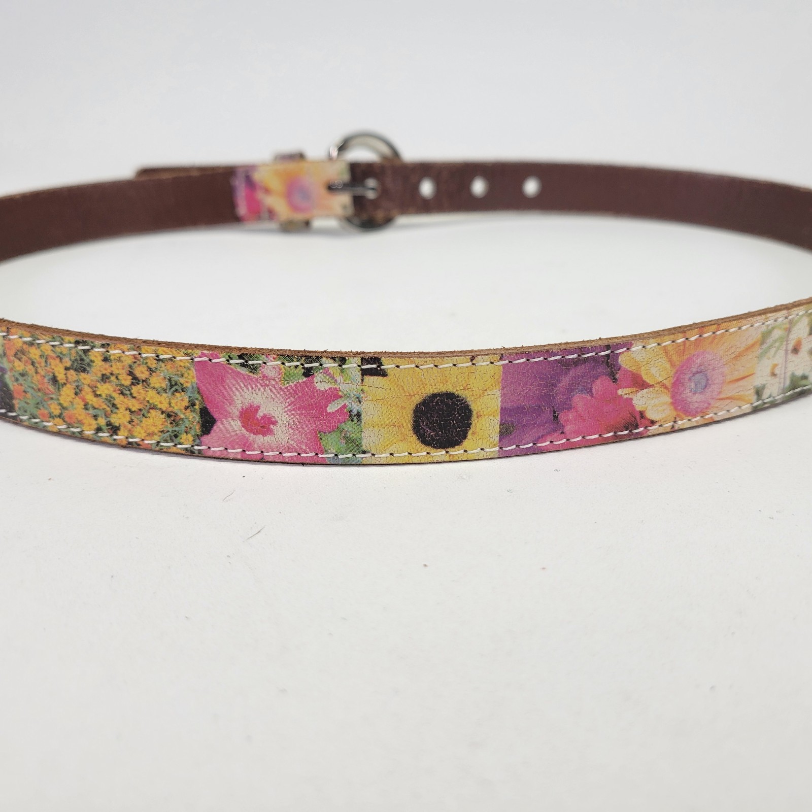 Rolfs Leather Belt 34 Large Patchwork Flower Flor… - image 7