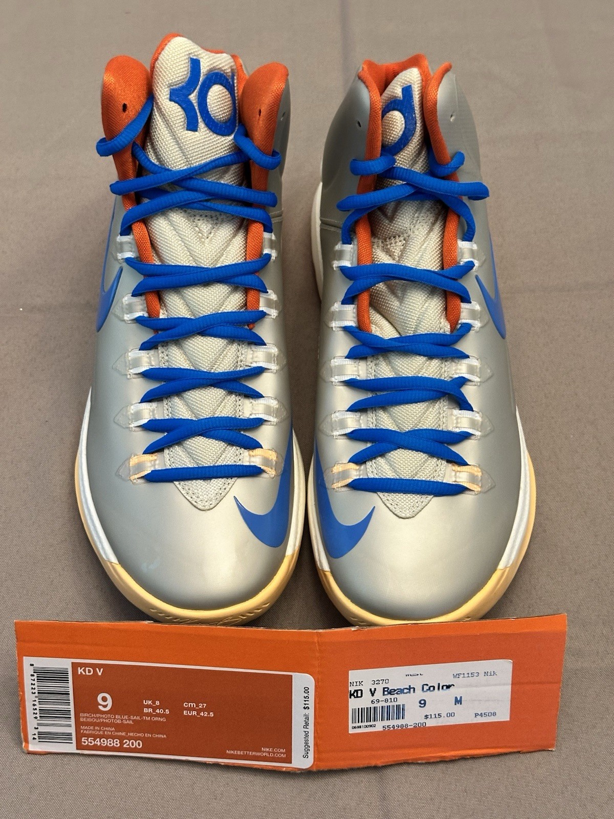 Nike KD 5 Birch Size 9 Authentic New Without Box Basketball 