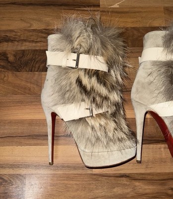 Christian Louboutin Damen Stiefeletten Wildleder Fell Stiletto EU 40
