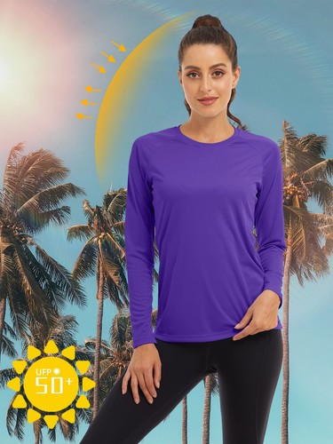 UPF50+ Women's Long Sleeve UV Shirts Sun Protection Golf Sport Performance Tops - Picture 211 of 214