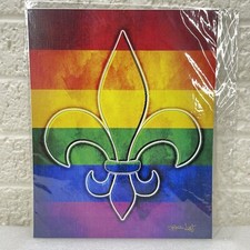 Rainbow Flag Gay Pride LGBT Fleur De Lis 8"x 10" Graphic Art Print Artist Signed