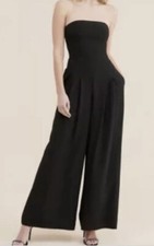 Anthropologie Black Strapless Wide Leg Tailored Jumpsuit with Pockets RRP £120