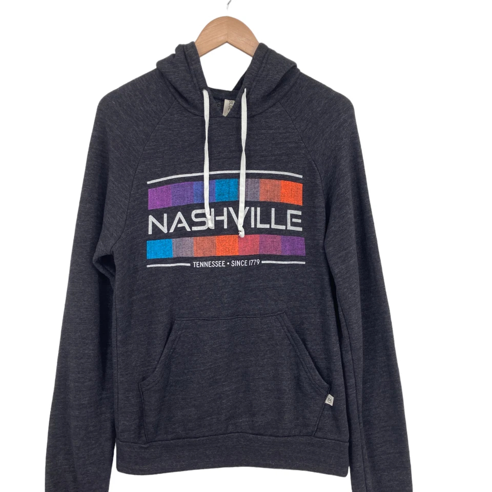 Nashville Sudadera con Capucha Mujer Pequeña Negra Tejida Manga Raglán Bolsillos Con Capucha Cordón Foto 2 de 4