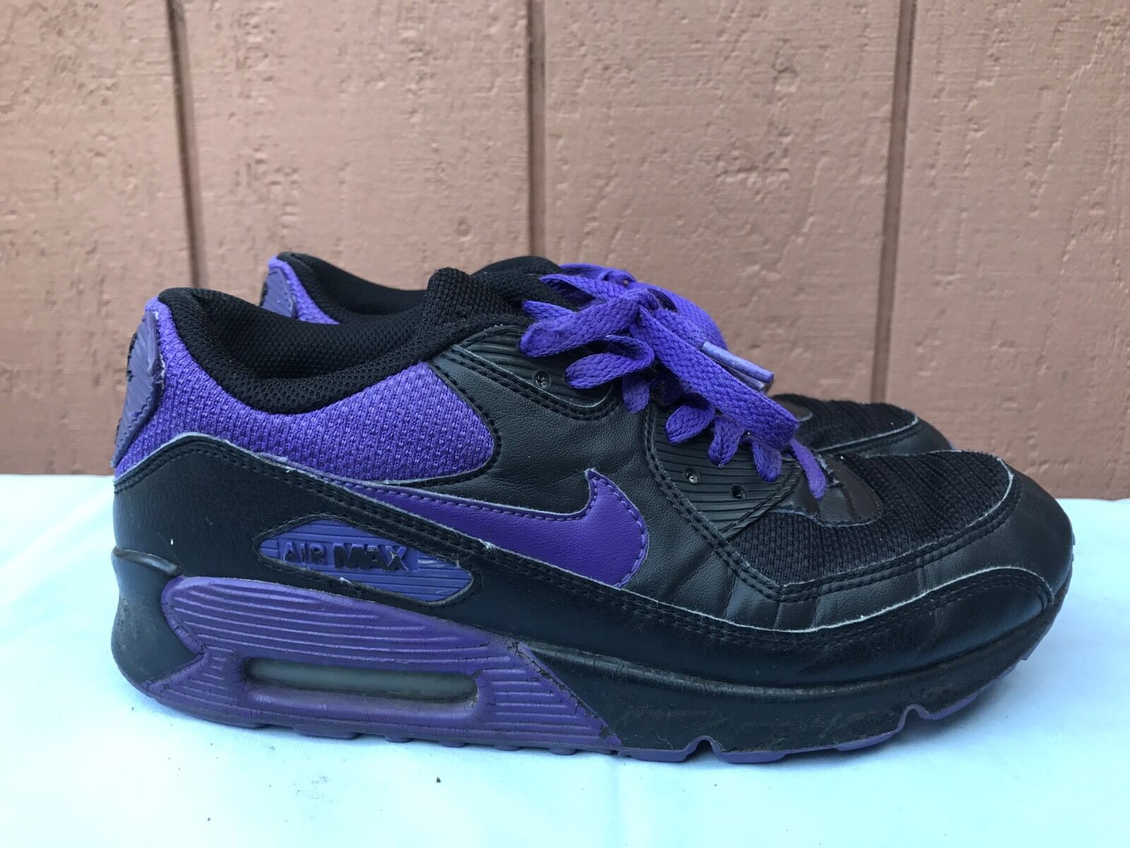 RARE NIKE WOMEN#039;S New arrival AIR MAX Soldering 90 RUNNING PURPLE 325 SHOES BLACK