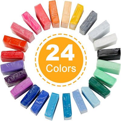 24 Colors Small Block Polymer Clay Starter Kit, Oven Bake Clay, DIY Molding Clay