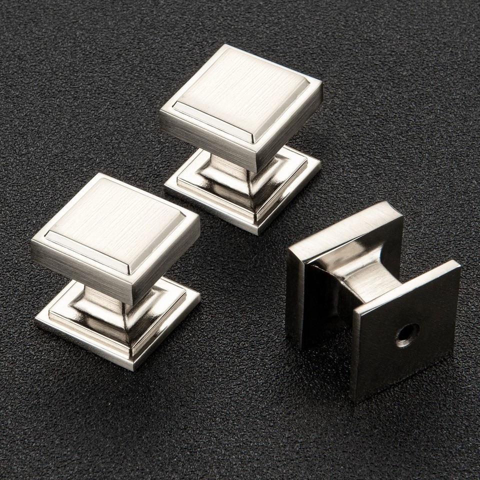 Home Expert Silver Knobs 25 Pack Kitchen Knobs Square