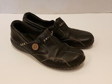 Clarks Bendables Women'ss 8M Loafer Black Leather Shoes Slip On