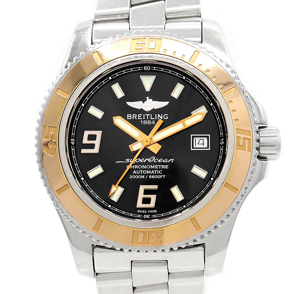 BREITLING Superocean 44 C17391 Date 2000m Black K18PG Pink