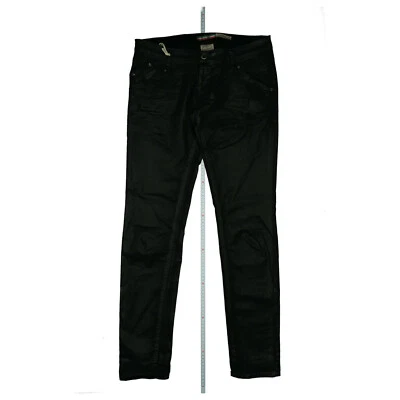 PLEASE Nero Damen stretch slim Lederoptik Jeans Hose Gr.L W32 L31 Schwarz NEU - Bild 1 von 4