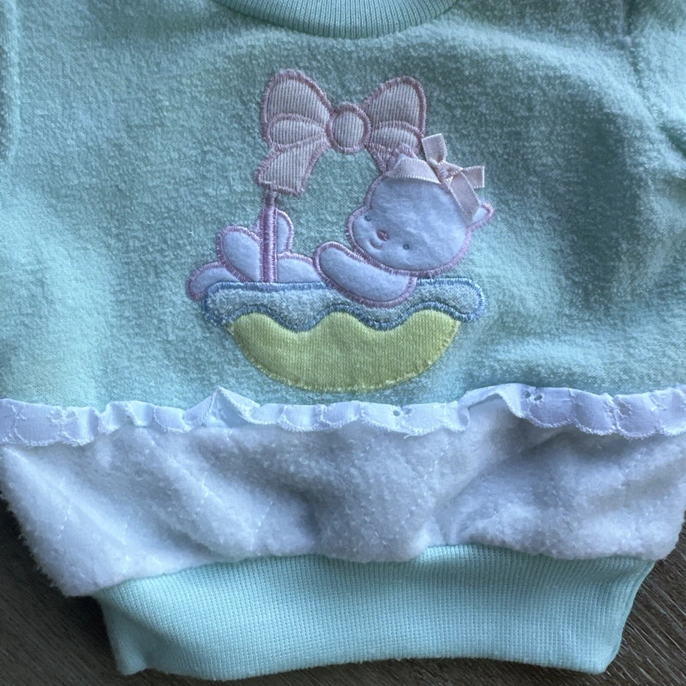 De Colección Sudadera 0-3 Meses Bebé Niña Conjunto Traje de Sudor Oso Lazo Volantes Encaje Foto 4 de 4