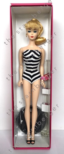 BARBIE VINTAGE #3 REPRODUCTION BLACK & WHITE BADEANZUG 2014, NRFB, MAKELLOS
