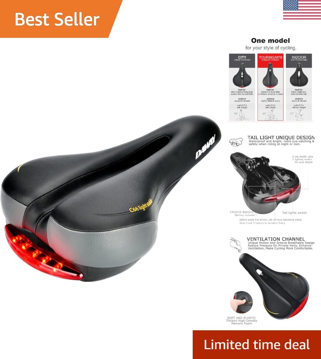 Comfortable Bicycle Best Padded Bike Seat Extra Wide Padded Bike