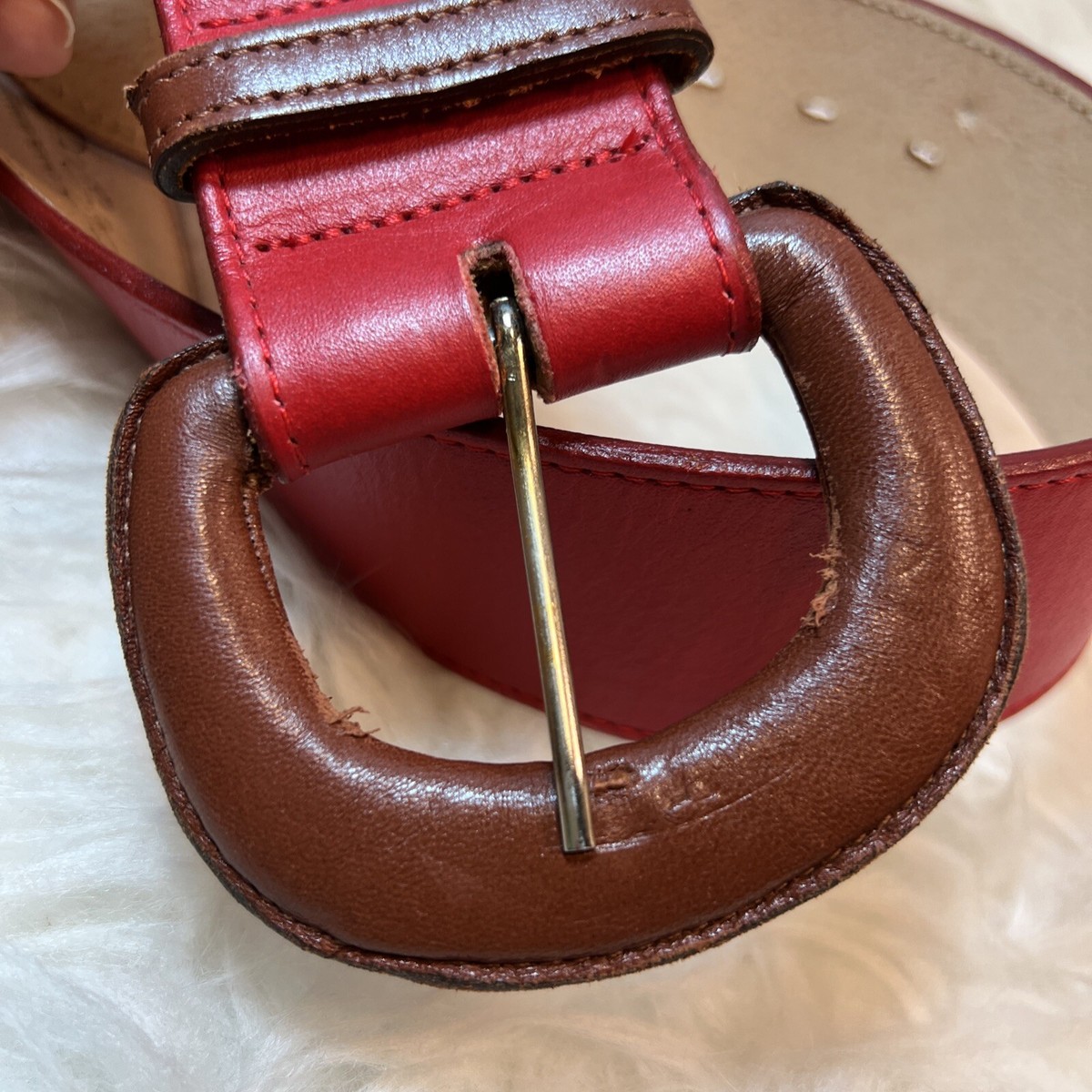 Catherine Dial Easley Red Leather Wide Belt Sz S Brown  display picture 1