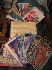 LOT of 45 Holiday Religious Christmas Cards Deeply Embossed With Envelopes NEW