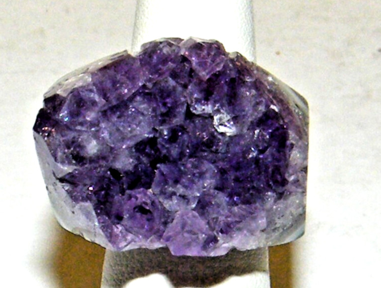 Solid Natural Amethyst Gemstone Ring - size 7 - image 2