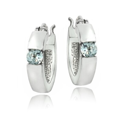 925 Silber Blautopas Huggie Ohrringe