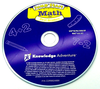 Jump Start Math For First Graders By Knowledge Adventure PC CD-ROM Disc Only