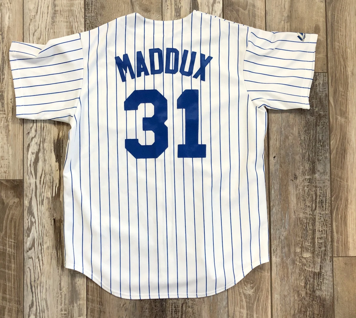 Men's Majestic Chicago Cubs #31 Greg Maddux Authentic Blue/White