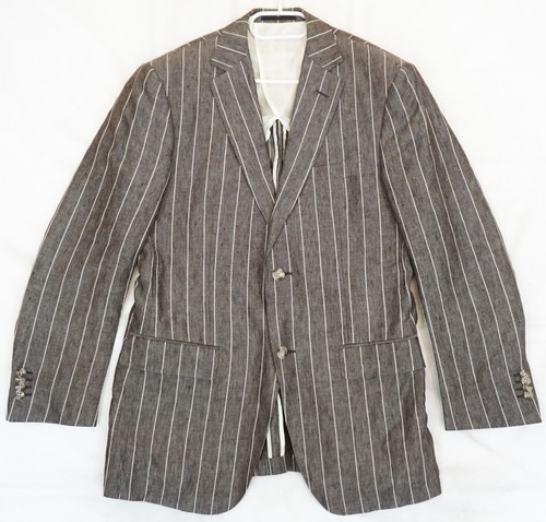 Suitsupply Blazer + Pants 100% Linen Brown Pinstripe Suit Men's EU 48 US 38 R