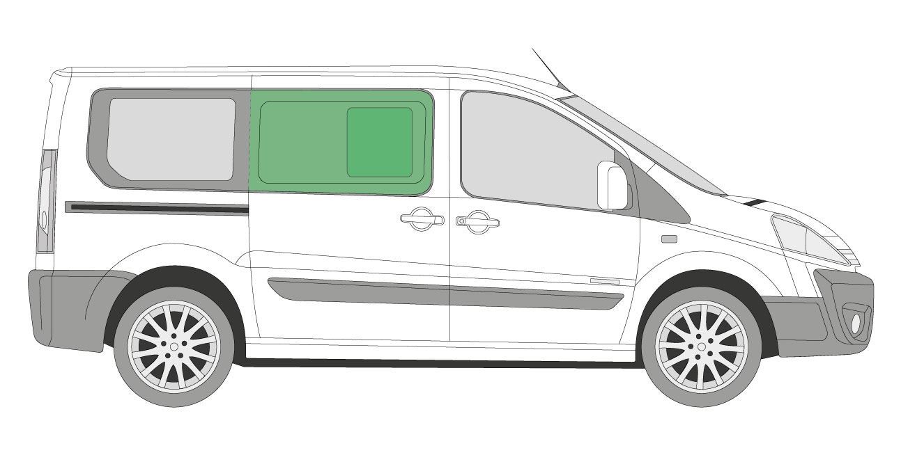 Offside Right Opening Side Window Citroen Dispatch 2006-2016 SWB / LWB Tinted