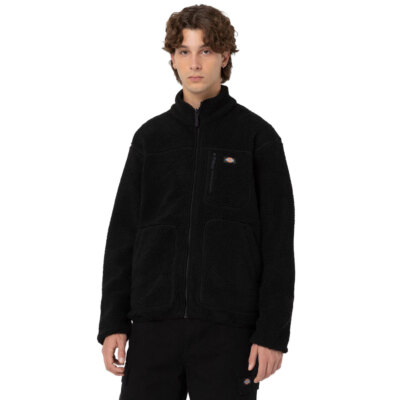 Dickies Mount Hope Herren Fleece-Jacke Fleecepullover Teddyfleece Schwarz NEU