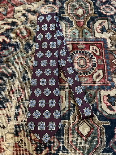 Vintage POLO RALPH LAUREN Maroon Geometric Silk Neck Tie Made In USA Classic