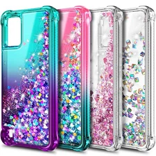 For BLU View 5 (B160V) Phone Case Bling Liquid Glitter Waterfall Protector Cover