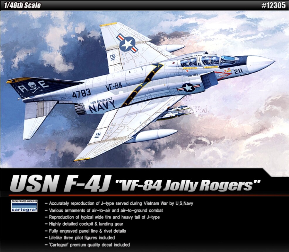 (未使用･未開封品)　1/48 USN F-4J VF-84 Jolly Rogers #12305 ACADEMY HOBBY MODEL KITS kmdlckf Academy 1/48 F-4J VF-84 Jolly Rogers 12305 Model Kit Review