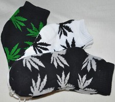 Pot Marijuana Ankle Socks White/Gray/Black 3 Pair Size 9-11 New 