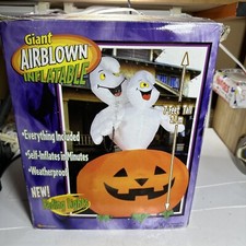 2003 Gemmy 7 Halloween Airblown Ghosts Pumpkin Inflatable FADING LIGHTS Vtg