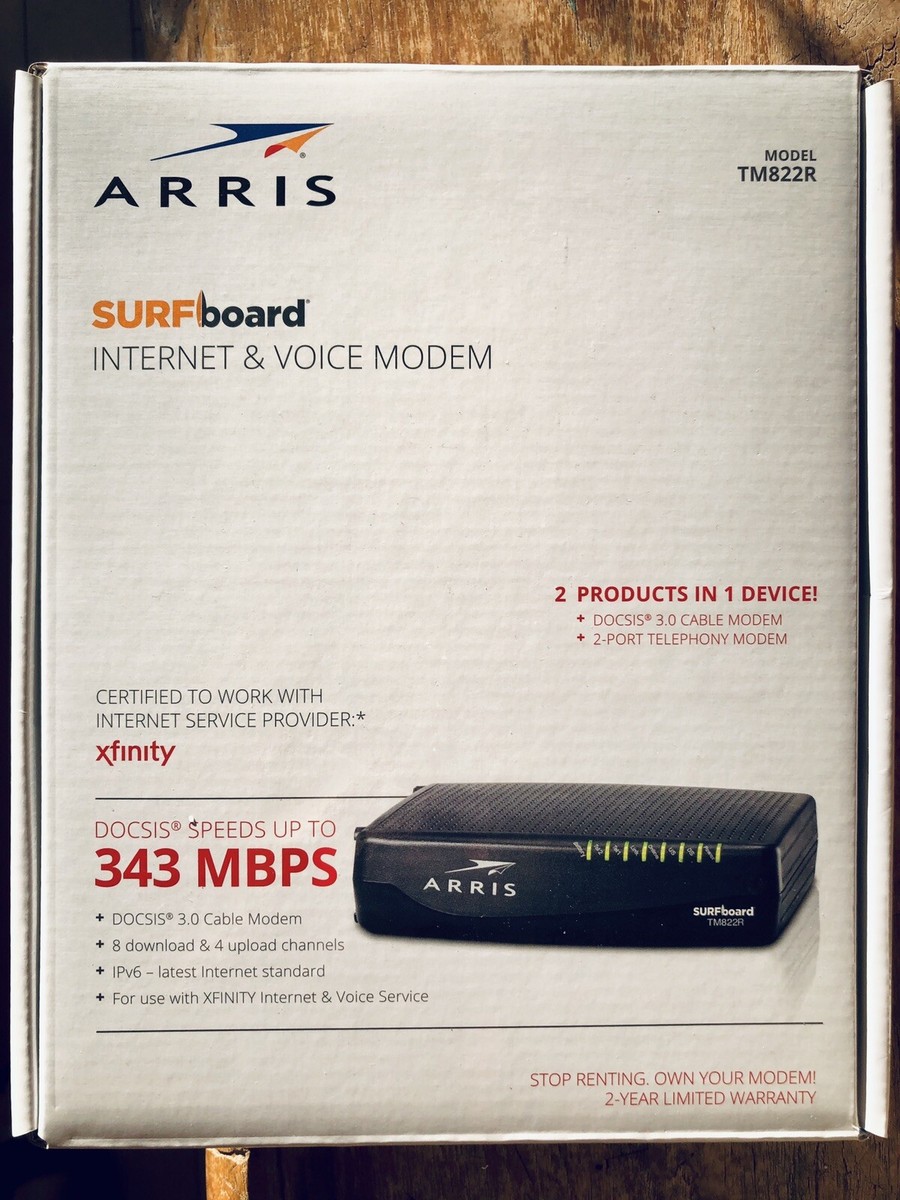 ARRIS SURFboard Internet Voice Modem DOCSIS 343 Mbps 8X4 XFINITY 
