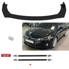 Front Bumper Splitter Spoiler Chin Body Kit +Strut Rods For Hyundai Elantra