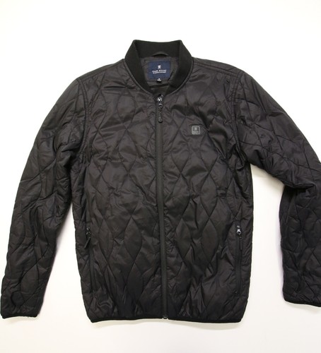 Roark Herren schwarze gesteppte Primaloft isolierte leichte Bomberjacke mit Reißverschluss Gr. S - Bild 3 von 14