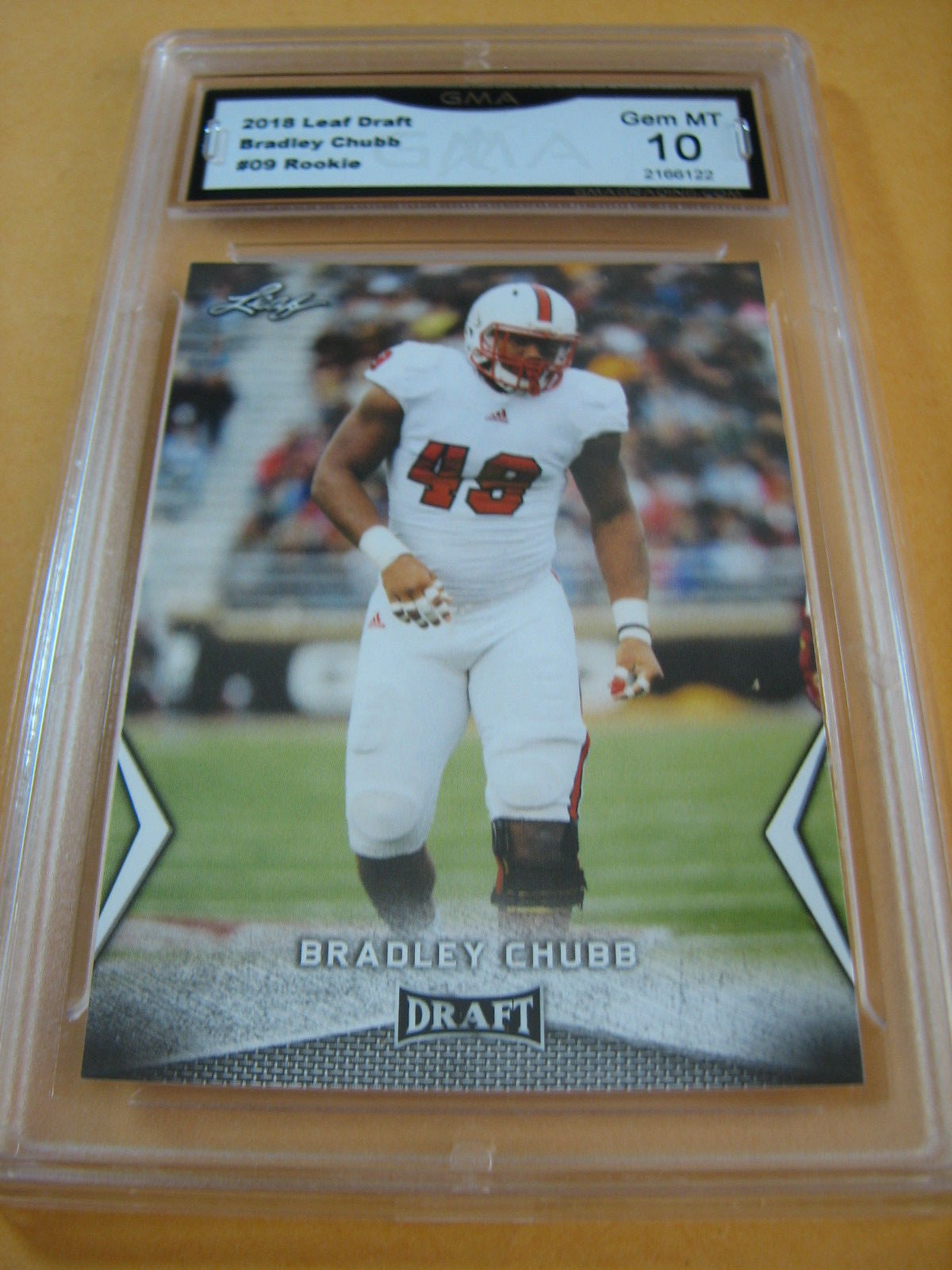 BRADLEY CHUBB NORTH CAROLINA BRONCOS 2018 LEAF DRAFT ROOKIE RC # 09 GRADED 10