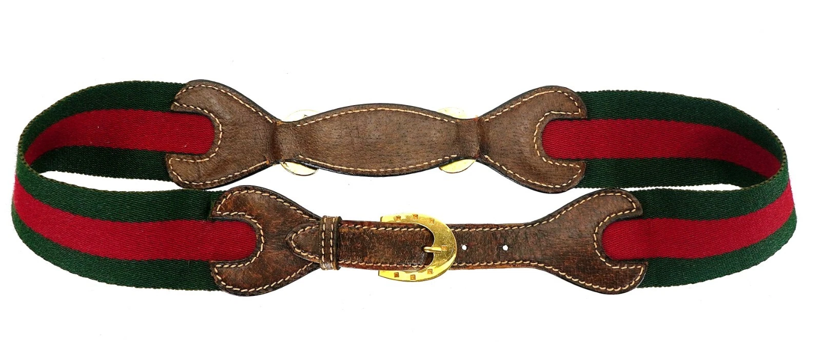Ceinture vintage GUCCI toile toile cuir Dionysos Horsebit 34/85 (31