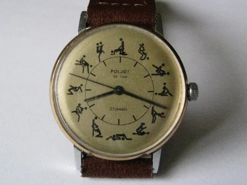 Vintage Poljot ultra slim Kamasutra wristwatch 23j Soviet watch