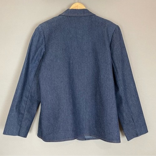 Vintage Denim Blazer Jacket Women Blue Jean Suit Button Up Lapel Casual Koret - Picture 7 of 11
