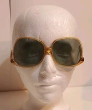 Vtg Oversized Womens Sunglasses Tan Korea