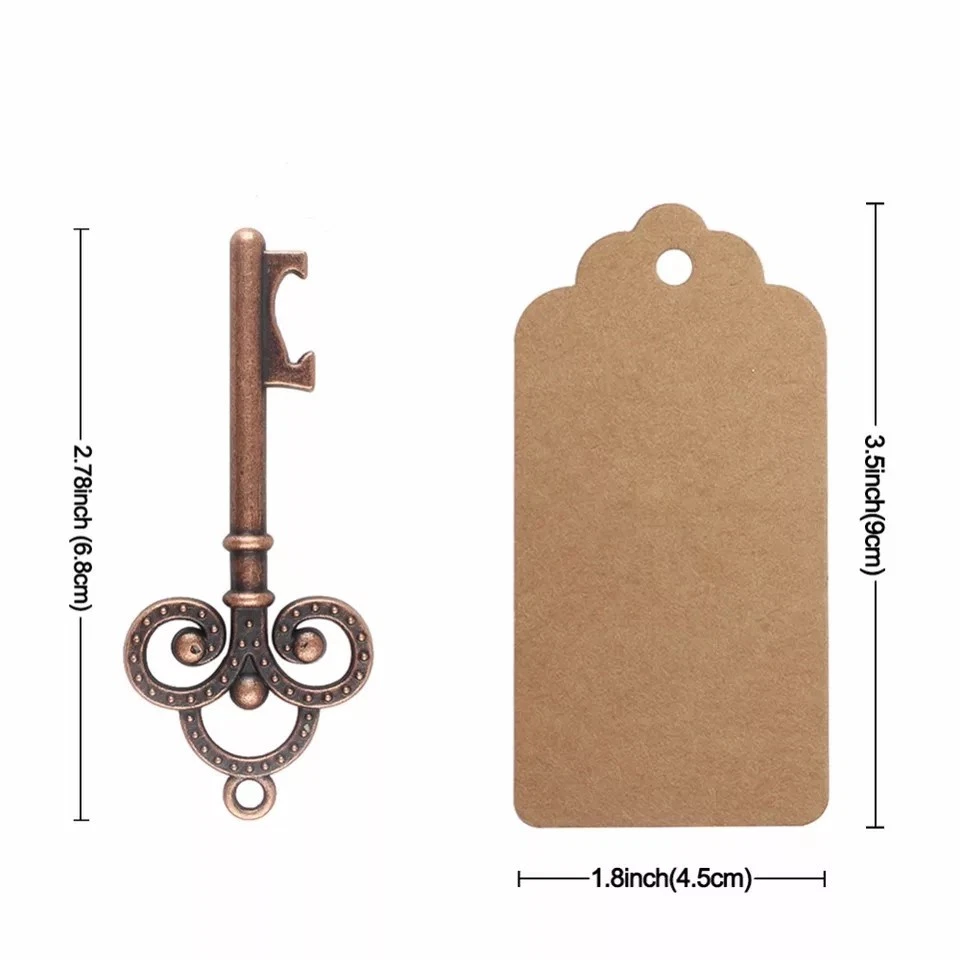 10 Juegos, Abridor de Botellas Llave Rústica Decoración Boda + Etiquetas Favores Fiesta  Foto 4 de 4