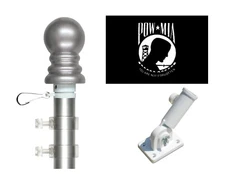 POW MIA 3'x5' Polyester Flag & Spinner Flagpole Set w/Adjustable Bracket