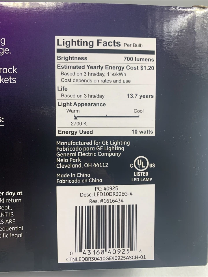 General Electric GE 4pk 10W Equivalent 65W BR30 LED Floodlight Bulb Soft White - Image 4 of 4