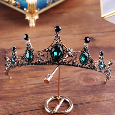 5.5cm Tall Adult Emerald Green Black Crystal Tiara Crown  display picture 1