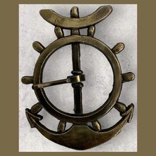 Vtg Accurate Brand Brass Men s Belt Buckle - 5190 Anchor/Ship Wheel - 4 x 2