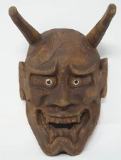 Japanese Hannya-Demon Mask Wooden Noh Style Design Original from Japan 0627F3