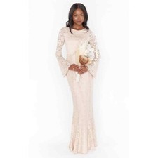 new Show Me Your Mumu Natalie Maxi Dress Champagne Forever Lace SZ SMALL