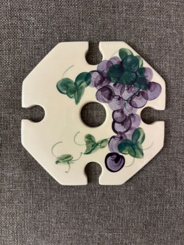 Kitchen Ceramic Hot Plate Trivet Handpainted Grapes - Picture 1 of 4