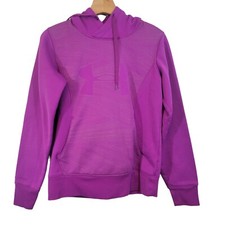 Under Armour Hooded Sweatshirt UA Semi Fitted Pink Logo ColdGear Womens Small