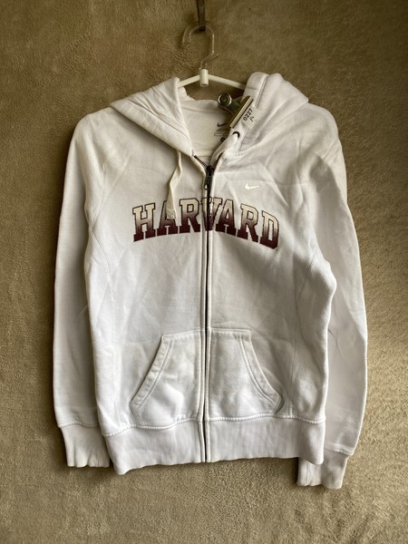 Nike Casual Hoodie Zip Up Jumper Size S Womens White Logo Long Sleeve