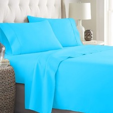 800 TC Egyptian Cotton 8,10,12,15,18 Inch Deep Pocket Sheets Aqua Blue Solid