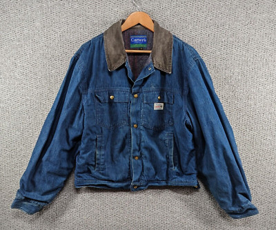 CARTER'S Vintage Denim Jeansdecke gefüttert Chore Western USA Arbeitsjacke 46 XL